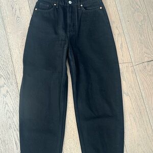H&M Women's High Rise Black Barrel Jeans
